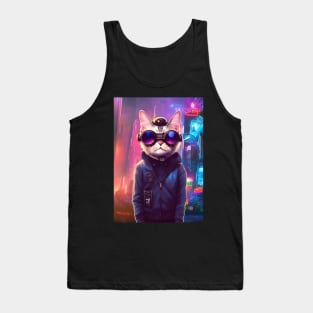 Techno Cat In Japan Neon City Tank Top